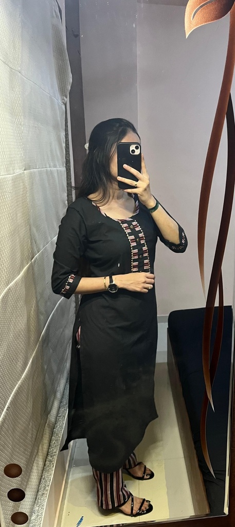 Black Pure Cotton Kurti Set